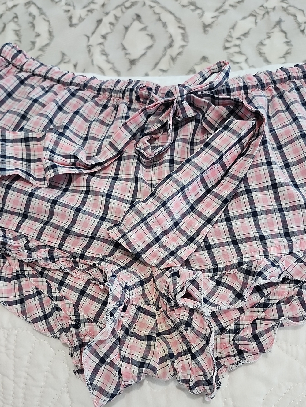 Vintage Victoria's Secret Pink Boxer Short Plaid Ruffle Size Small - Picture 4 of 10